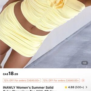 Yellow Sleeveless Top and Skirt Set